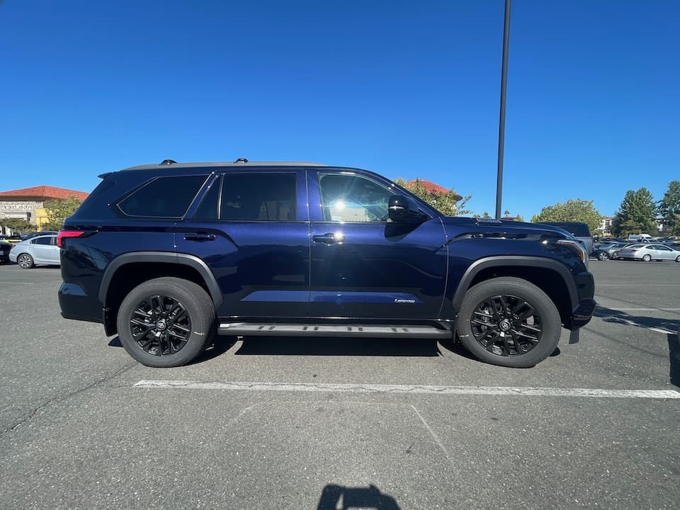 Dark blue 2026 Toyota Sequoia SUV, wide side profile