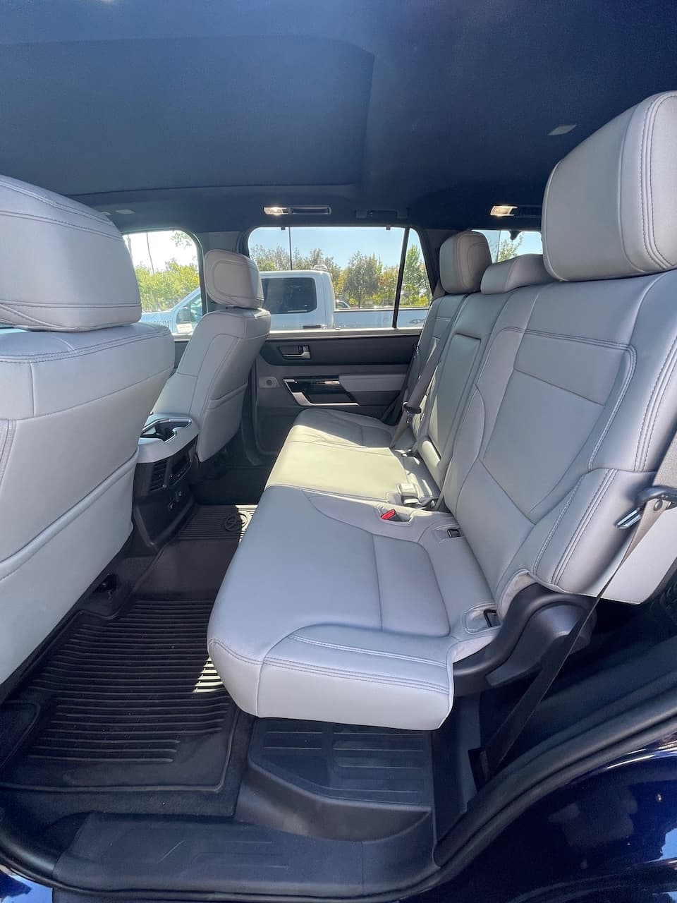 Leather bench seating in the rear of the 2026 Toyota Sequoia
